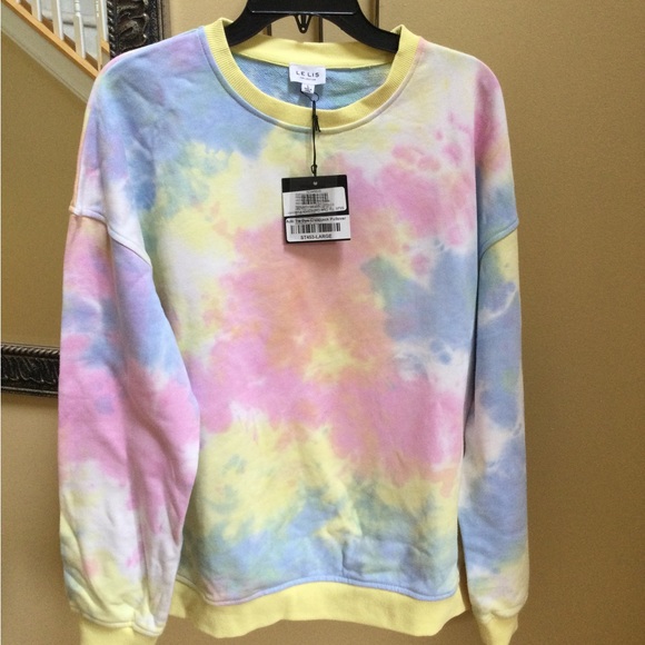Lelis Tops - NWT Lelis Womens L multicolor tie dye crew neck top sweat shirt